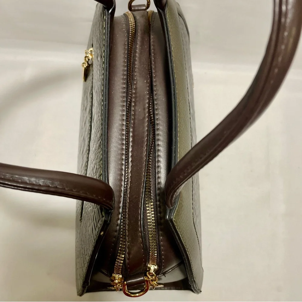 Kaidifeiniroo Croc-Embossed Gradient Olive Green & Brown Tote/Crossbody, NWOT